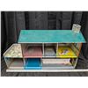 Image 2 : Vintage 1960s Metal Tin Two Story Doll House w/ Furniture 25"x15" Tall