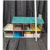 Image 7 : Vintage 1960s Metal Tin Two Story Doll House w/ Furniture 25"x15" Tall