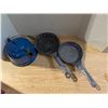 Image 1 : Blue Enamel Kettle And (2) Enamel Frying Pans
