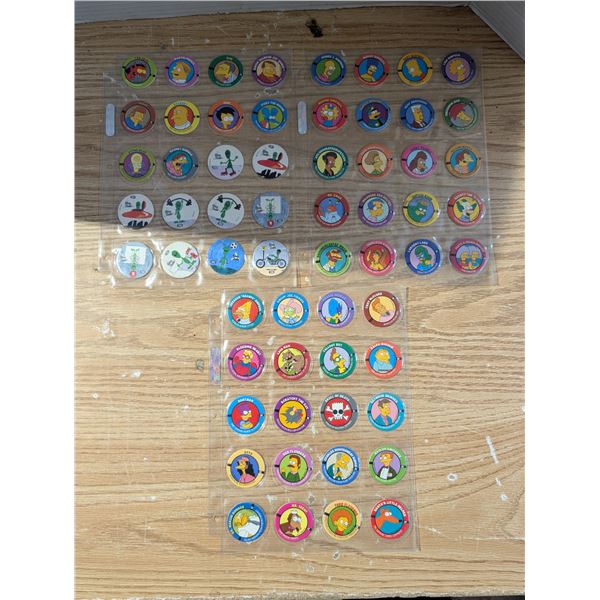 3 Pages of Vintage 1994 Sky Cap Discs (The Simpsons and "Some Alien Dude") Slammer Whammers