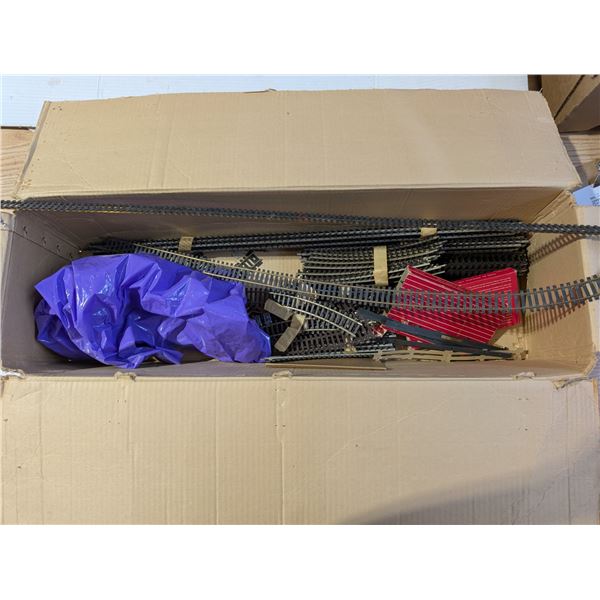 Box full of Vintage Model Train Rail Roads