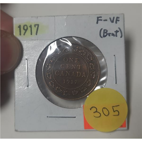 1917 Canadian Large One Cent.