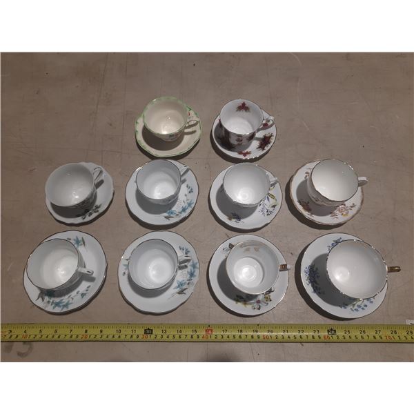 10 china cups and matching saucers