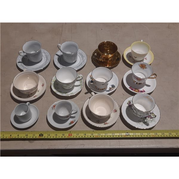 12 china cups and matching saucers