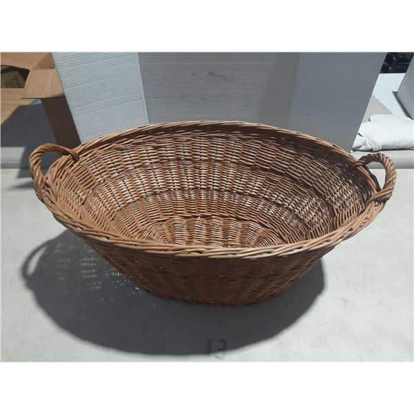 Large vintage wicker laundry basket