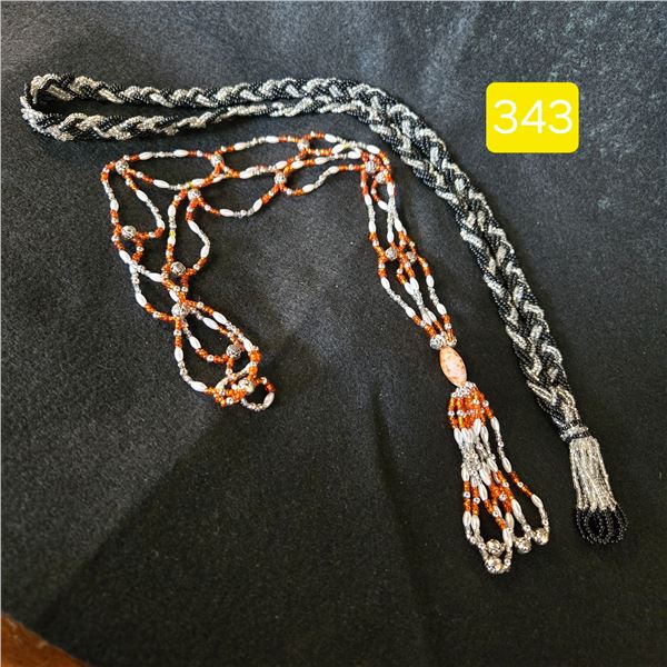 2 Beaded Necklaces 17" Long Each