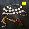 Image 1 : 3 Vintage Necklaces, One With Clip On Earrings