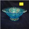 Image 1 : Vintage Aqua Blue Waffle Panel Glass Bowl 10" across
