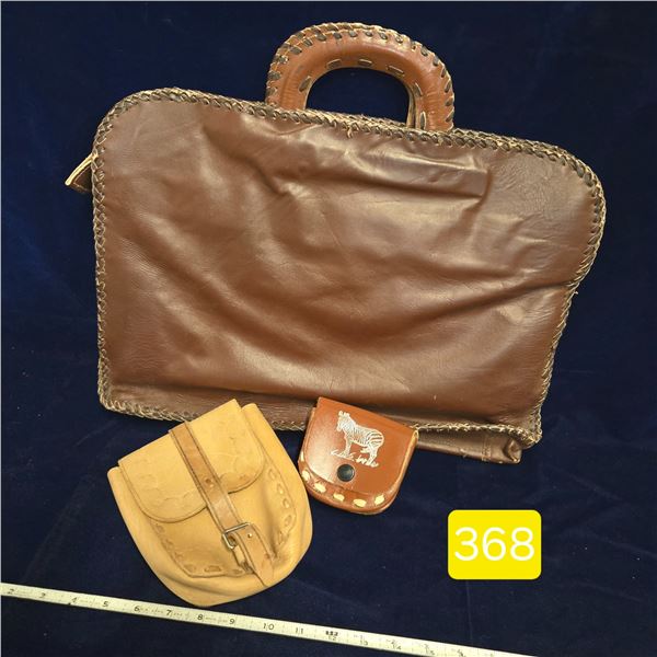 3 Vintage Leather Pcs. Made in Tanzania, Clean