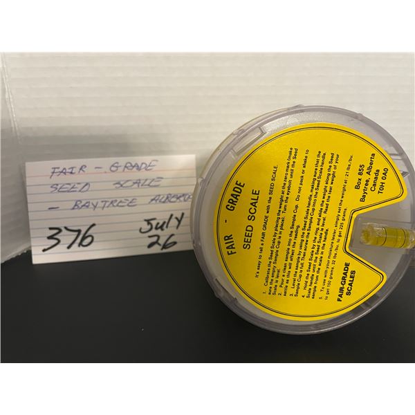 Fair - Grade seed scale - Baytree, Alberta