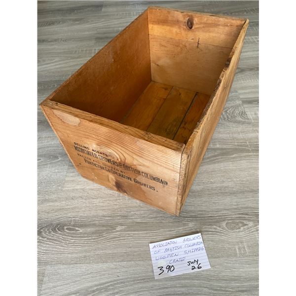 Association Growers of British Columbia wooden shipping crate