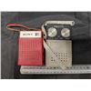 Image 1 : (2) Vintage Pocket Transistor Radios (Not Tested) w/ Leather Case