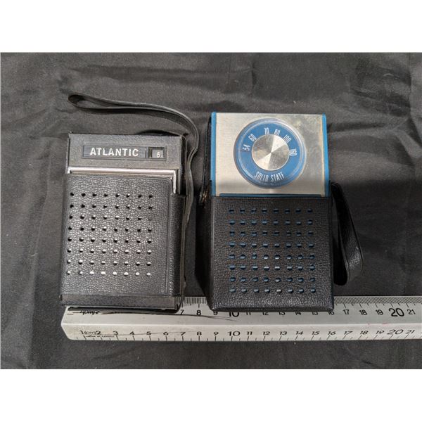 (2) Vintage Pocket Transistor Radios (Not Tested) w/ Leather Case