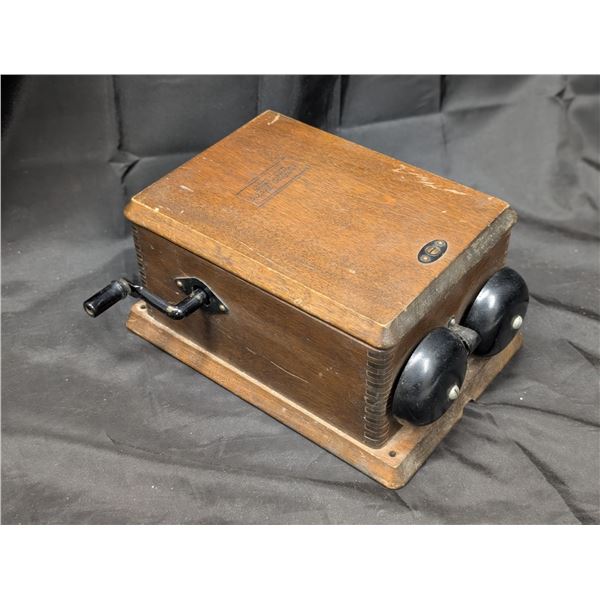 Wooden Northern Electric Ringer and Bells Box for Telephone