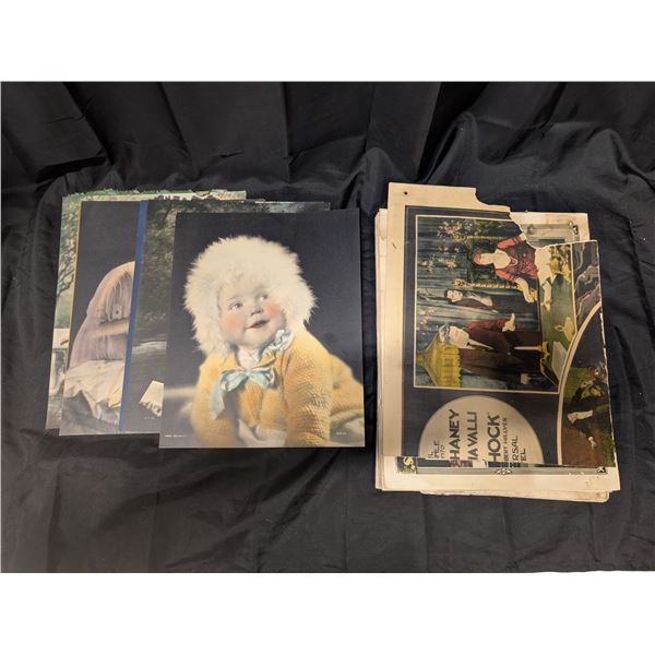 Lot full of Vintage Movies Lobby Cards (Some Damaged) and Woman And Children Prints