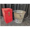 Image 1 : Vintage Red Coleman Lantern  NO. 550 200 Use Generator No T-66 (w/wood Box) and Vintage Bucket