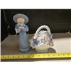 Image 1 : ceramic flower basket and lady- 8'H