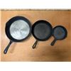 Image 1 : (3) Cast Iron Frying Pans (1) Wagner's 1891 Cookware