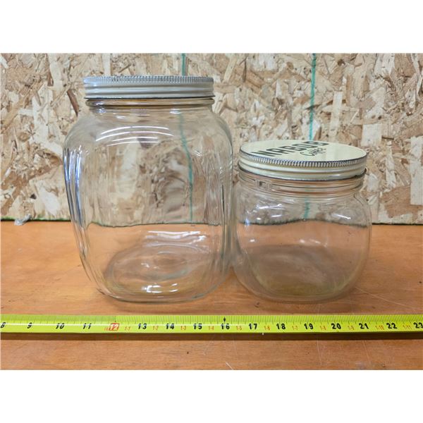 2 Vintage glass nabob coffee jars
