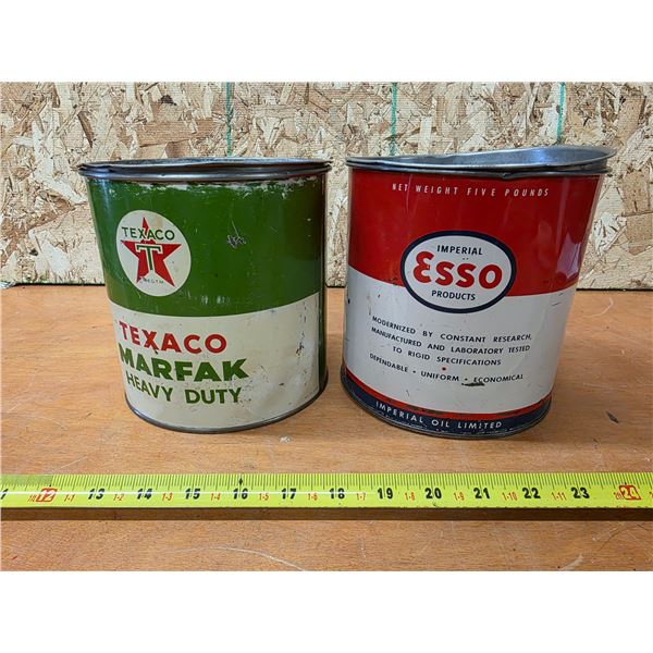 Esso and texaco oil tins