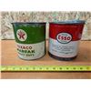 Image 1 : Esso and texaco oil tins