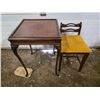 Image 1 : Table and chair- table is - 18" by 18" by 26"H, chair is 24"H