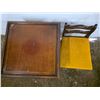 Image 2 : Table and chair- table is - 18" by 18" by 26"H, chair is 24"H