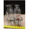 Image 1 : 4 dairy glass jugs and carrier