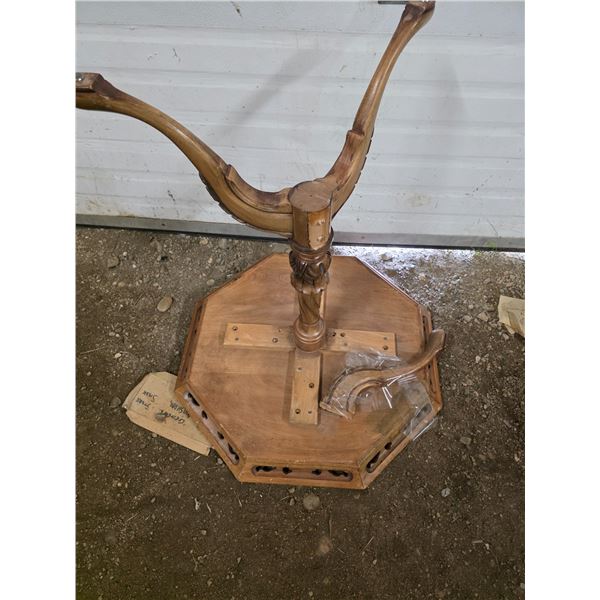 wooden table with 1 broken leg- 28"H