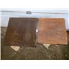 Image 2 : 2 wooden tables- 18" by 18' by 28"H and 19" by 19" by 29"H