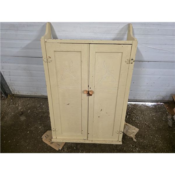 Painted wood cupboard- 29" by 10" by 40"H