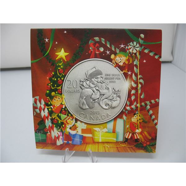 2013 ROYAL CANADIAN MINT SILVER $20 COIN with Folder - Santa
