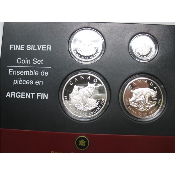 2005 ROYAL CANADIAN MINT SILVER SERIES SET - LYNX - 4 COINS 1oz,  1/2 oz, 1/4 oz and 1/10oz