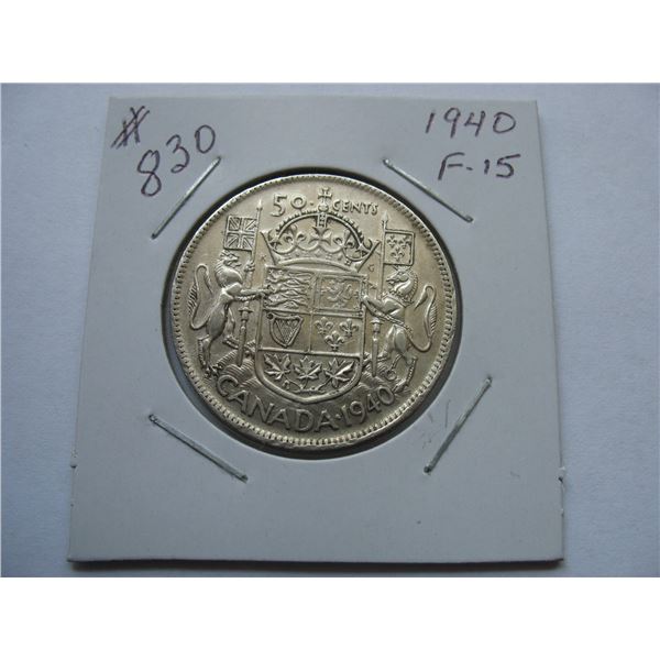 1940 CANADIAN SILVER 50 CENT COIN