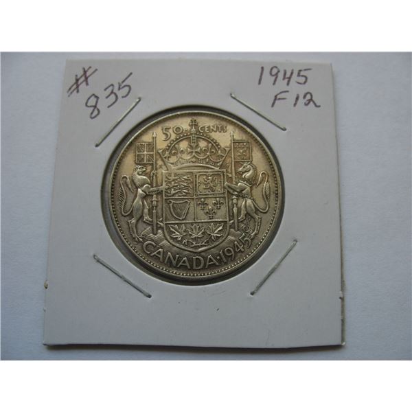 1945 CANADIAN SILVER 50 CENT COIN