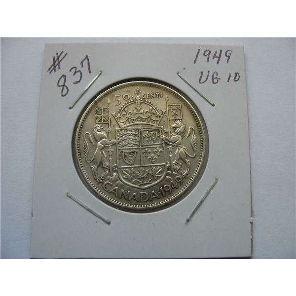 1949 CANADIAN SILVER 50 CENT COIN