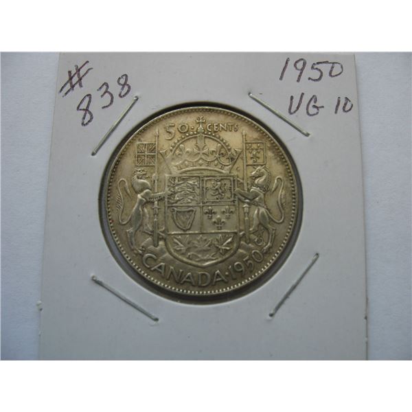 1950 CANADIAN SILVER 50 CENT COIN