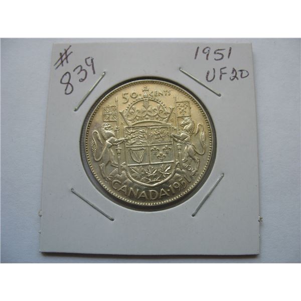 1951 CANADIAN SILVER 50 CENT COIN
