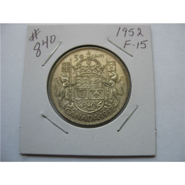 1952 CANADIAN SILVER 50 CENT COIN