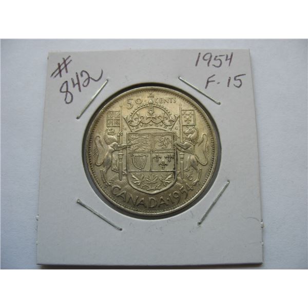 1954 CANADIAN SILVER 50 CENT COIN