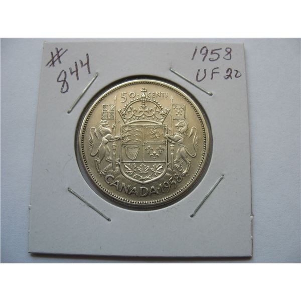 1958 CANADIAN SILVER 50 CENT COIN