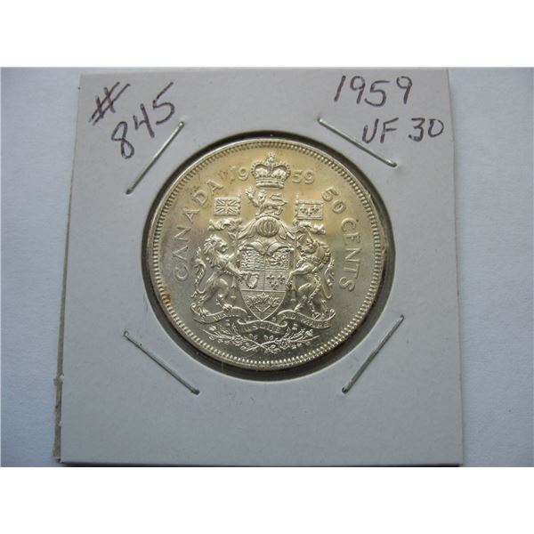 1959 CANADIAN SILVER 50 CENT COIN
