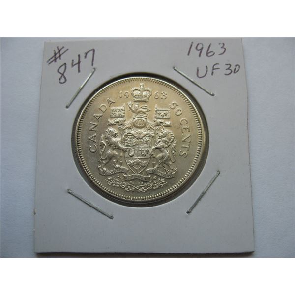 1963 CANADIAN SILVER 50 CENT COIN
