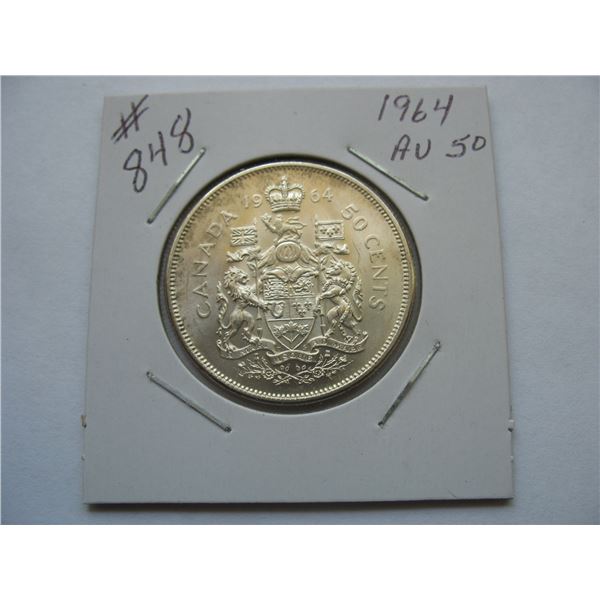 1964 CANADIAN SILVER 50 CENT COIN