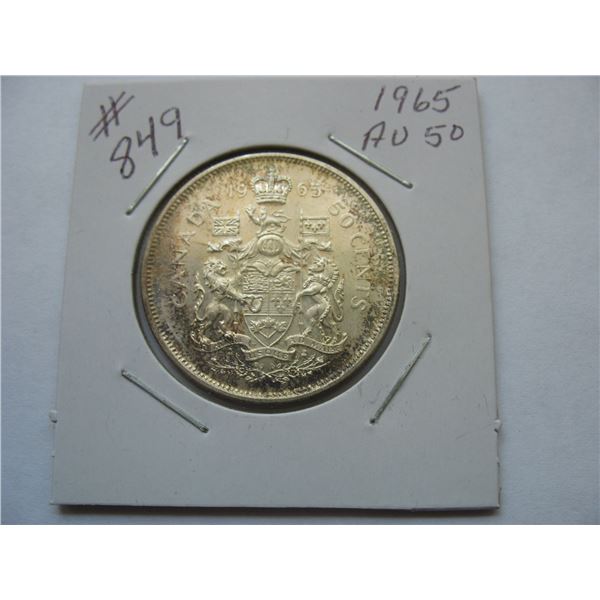 1965 CANADIAN SILVER 50 CENT COIN