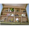 Image 2 : JEWELLERY BOX - LARGE LOT OF BRACELETS - PINS - RINGS and MISC.