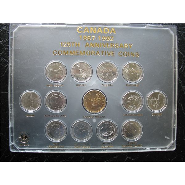 1992 CANADA 125th COIN SET - QUARTERS and DOLLAR COIN - Hard Plastic Holder
