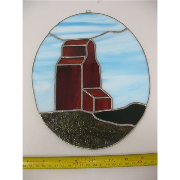 LARGE STAINED GLASS - GRAIN ELEVATOR