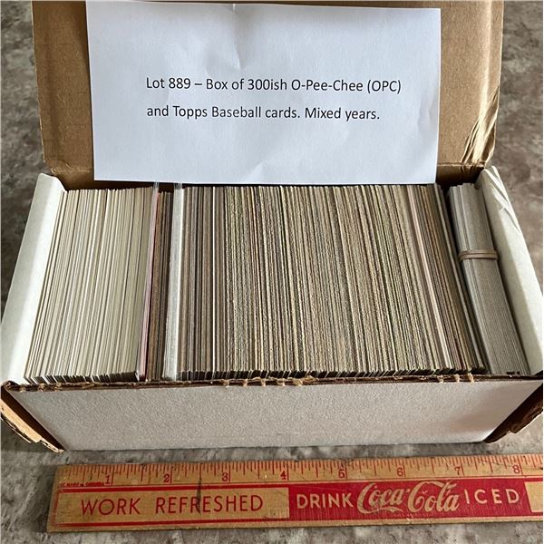 889 – Box of 300ish O-Pee-Chee (OPC) and Topps Baseball cards. Mixed years.