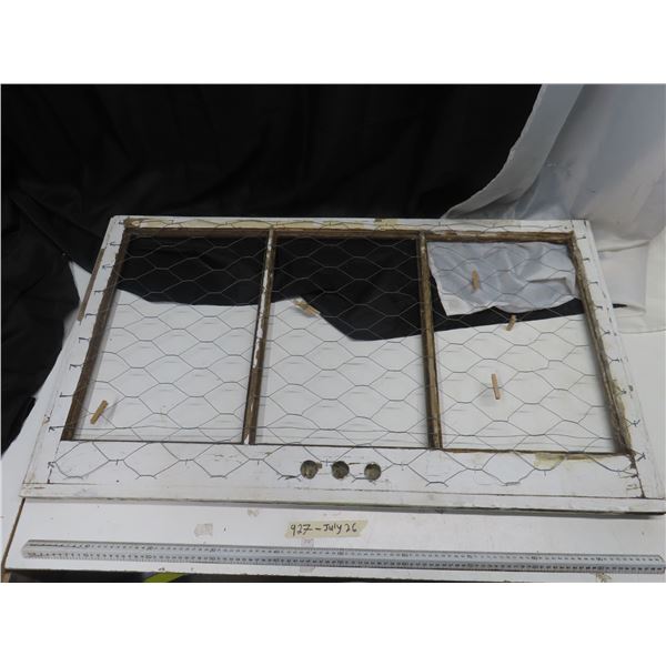 Old window frame photo display